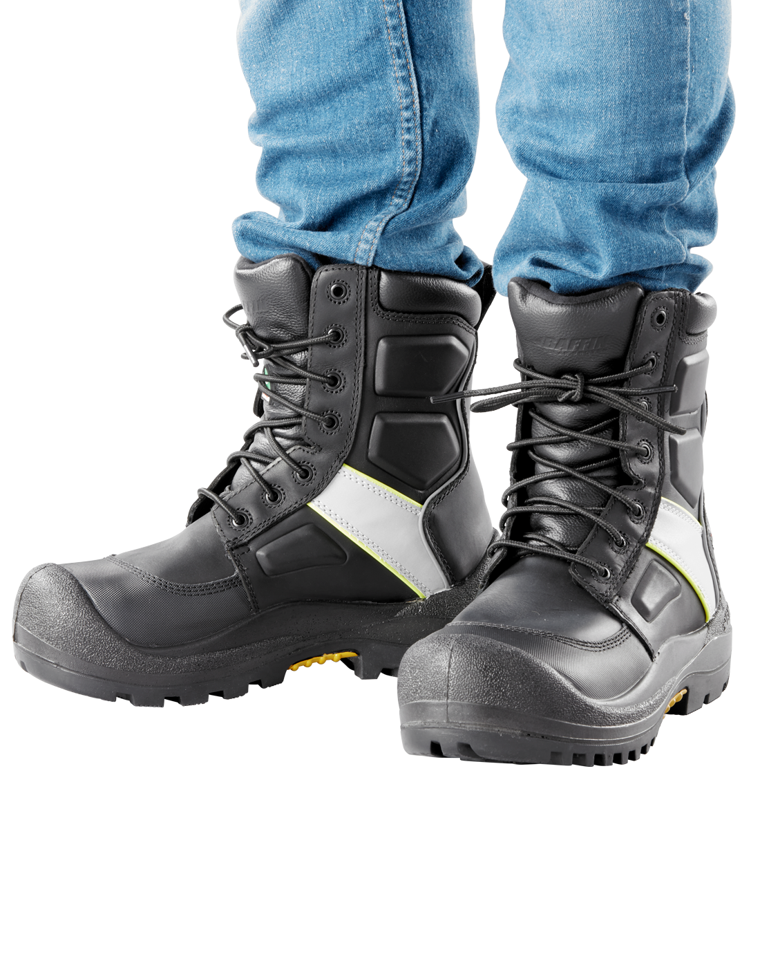 PREMIUM WORKER HI-VIS (Safety Toe & Plate) | Men's Boot || Black/Hi-Vis