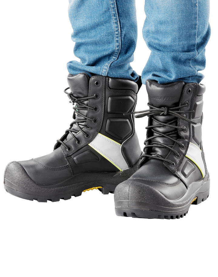 PREMIUM WORKER HI-VIS (Safety Toe & Plate) | Men's Boot || Black/Hi-Vis